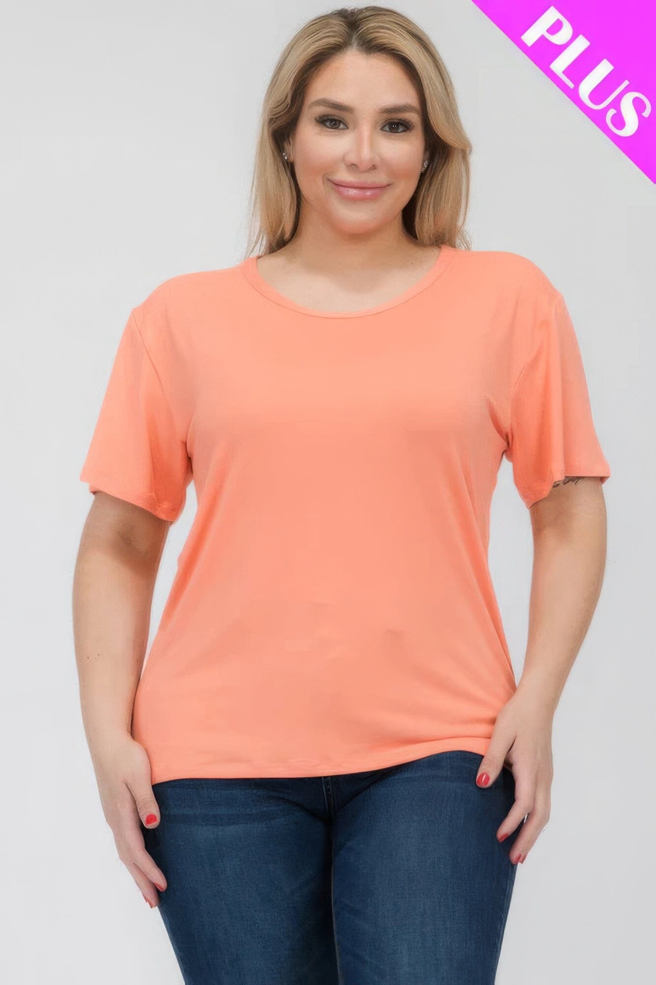 Plus Size Basic Short Sleeve T-shirt Shirts & Tops jehouze