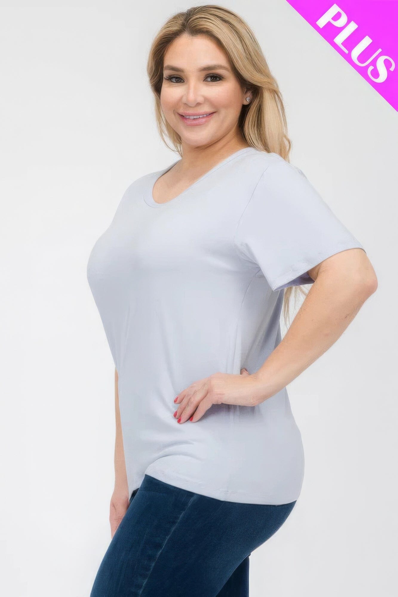 Plus Size Basic Short Sleeve T-shirt Shirts & Tops jehouze