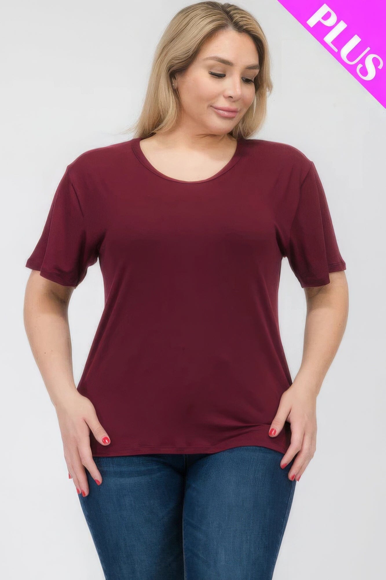 Plus Size Basic Short Sleeve T-shirt Shirts & Tops jehouze