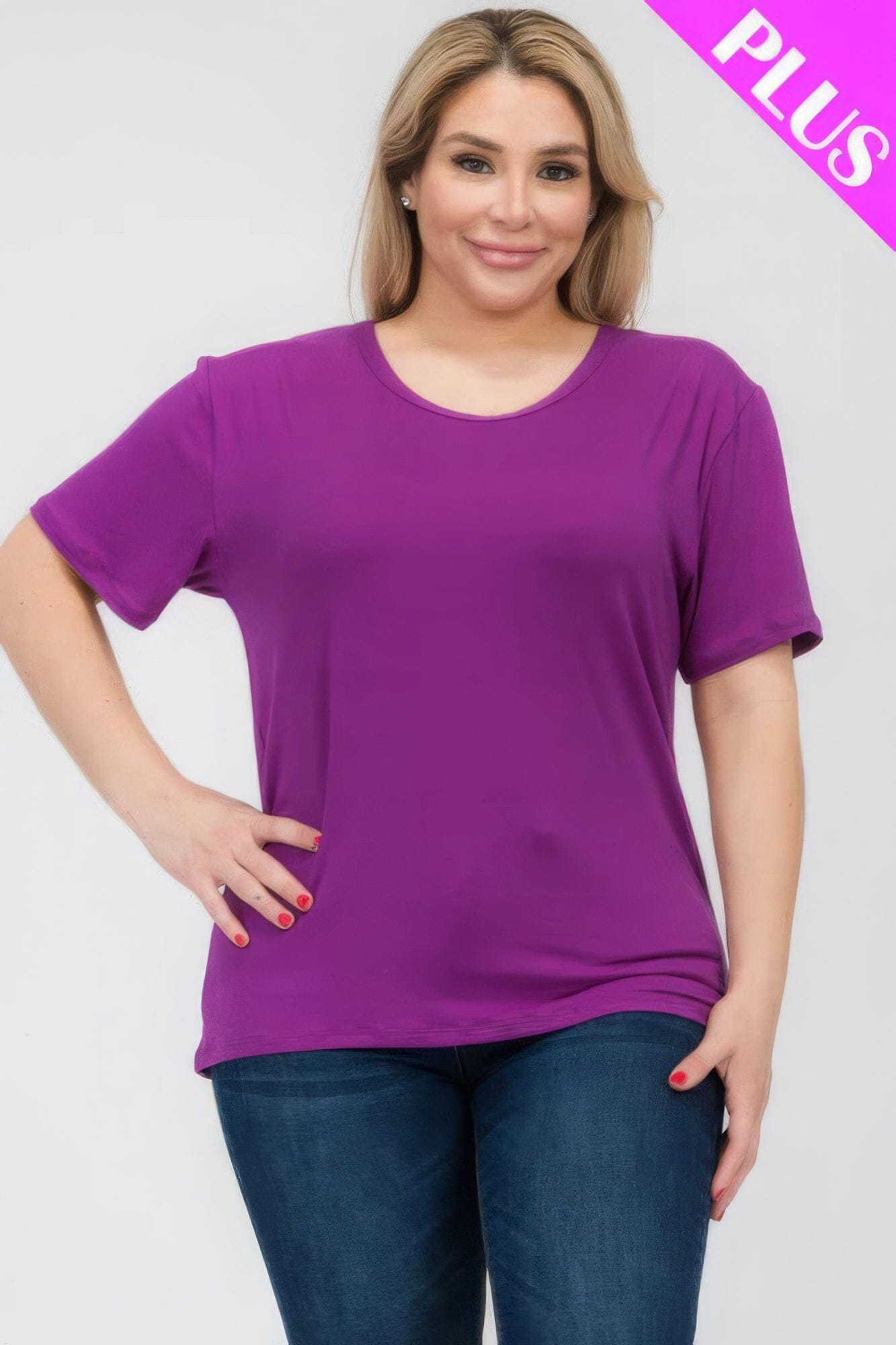 Plus Size Basic Short Sleeve T-shirt Shirts & Tops jehouze