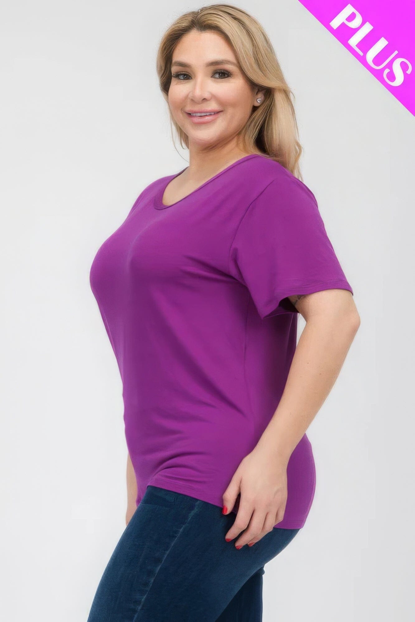 Plus Size Basic Short Sleeve T-shirt Shirts & Tops jehouze