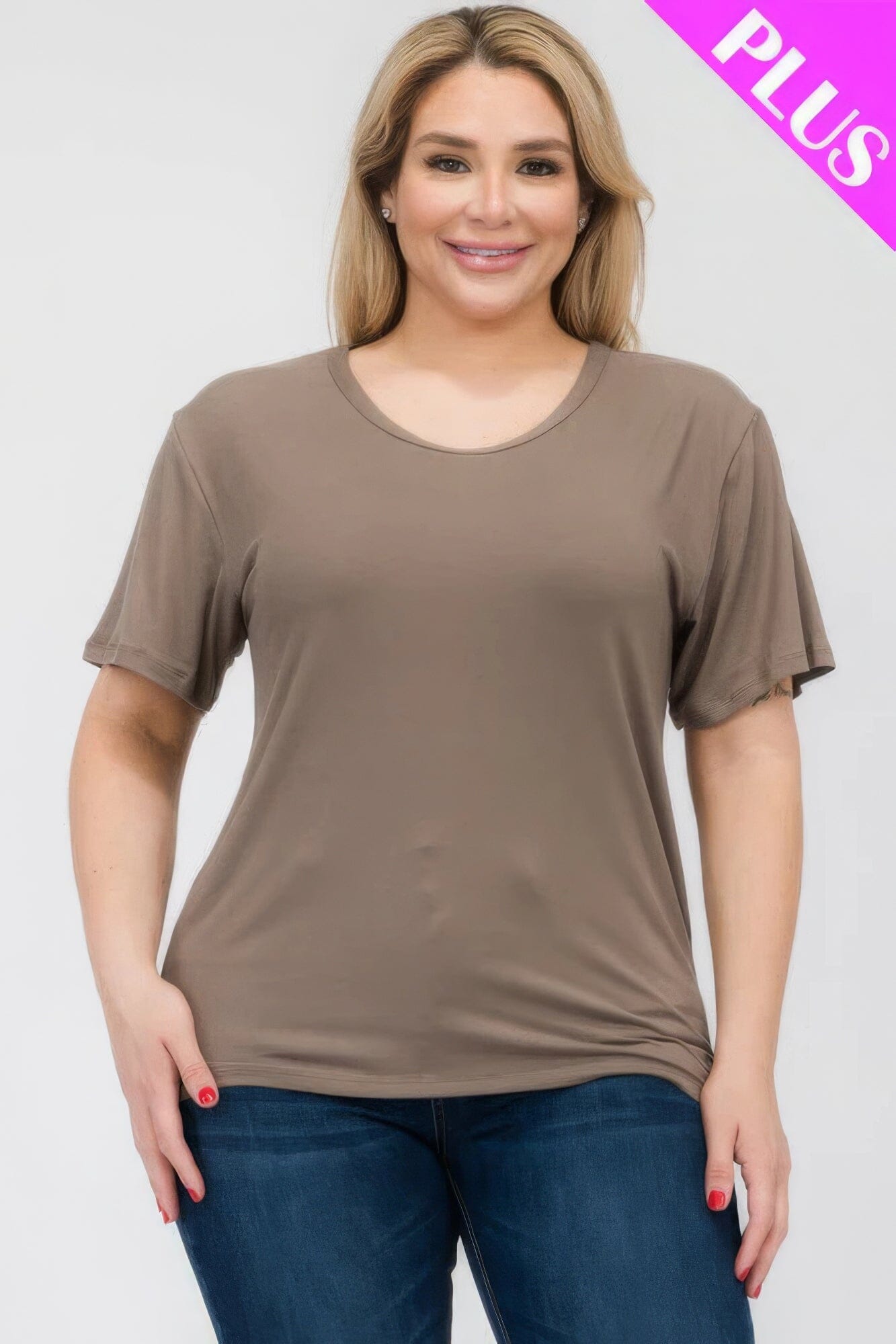 Plus Size Basic Short Sleeve T-shirt Shirts & Tops jehouze