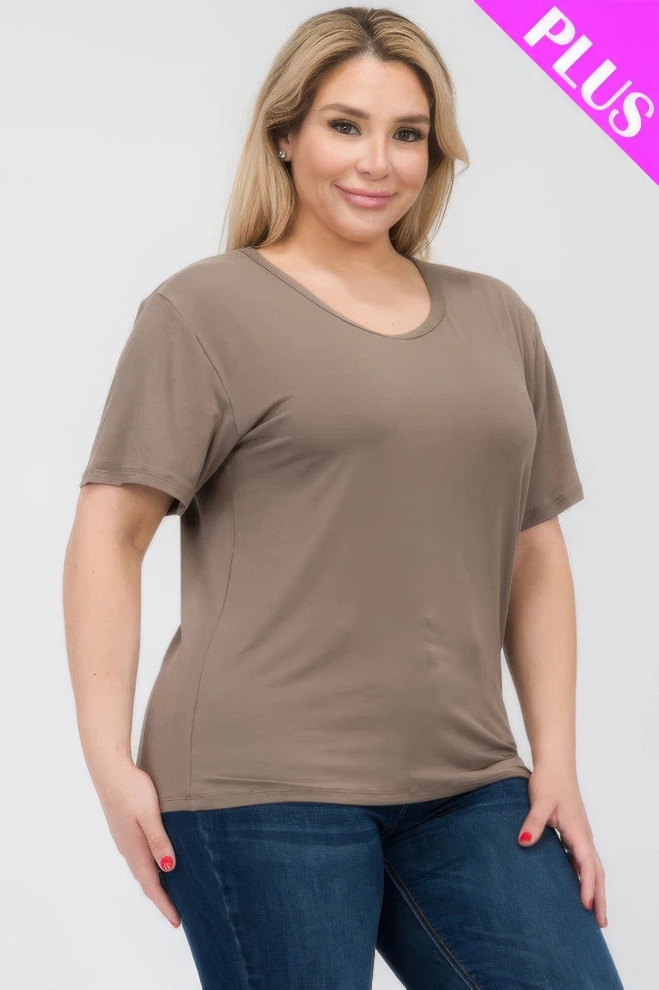 Plus Size Basic Short Sleeve T-shirt Shirts & Tops jehouze
