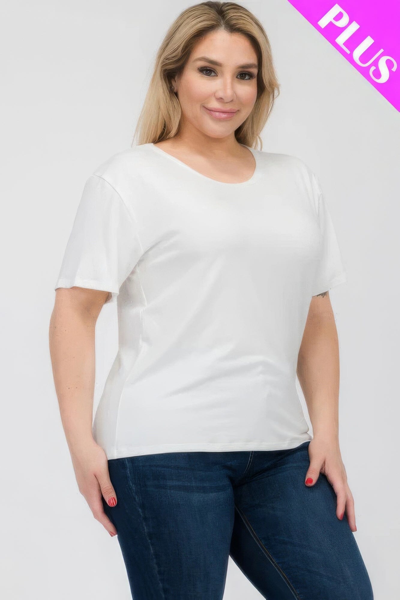 Plus Size Basic Short Sleeve T-shirt Shirts & Tops jehouze