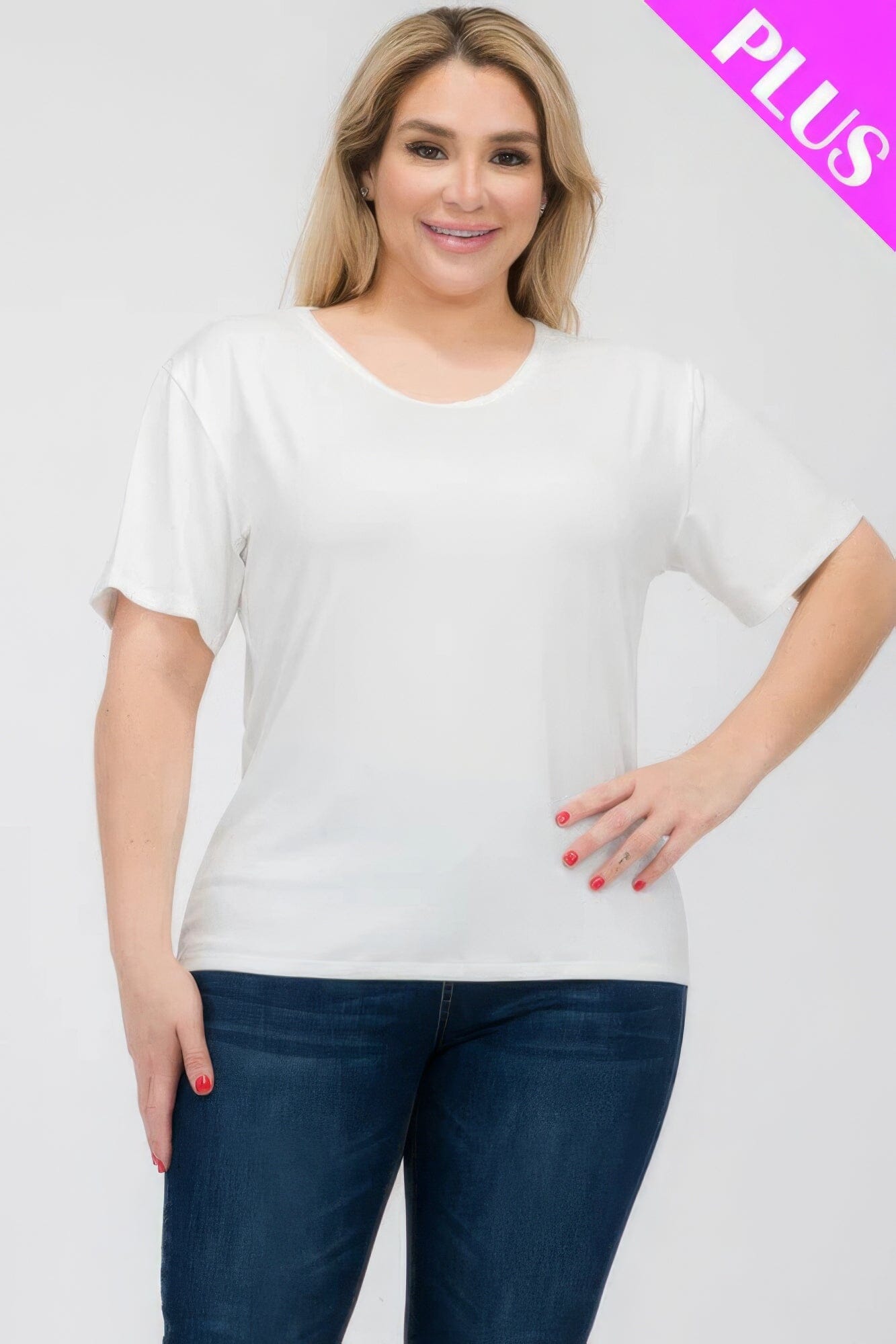 Plus Size Basic Short Sleeve T-shirt Shirts & Tops jehouze