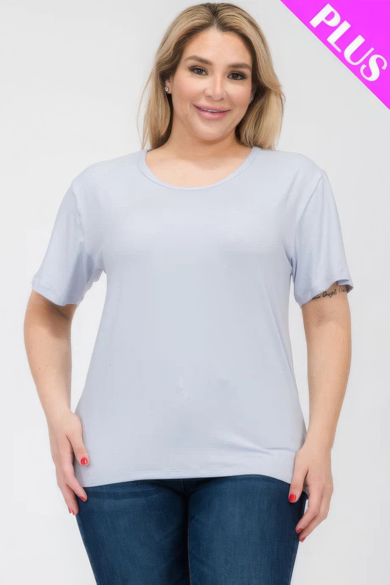 Plus Size Basic Short Sleeve T-shirt Shirts & Tops jehouze