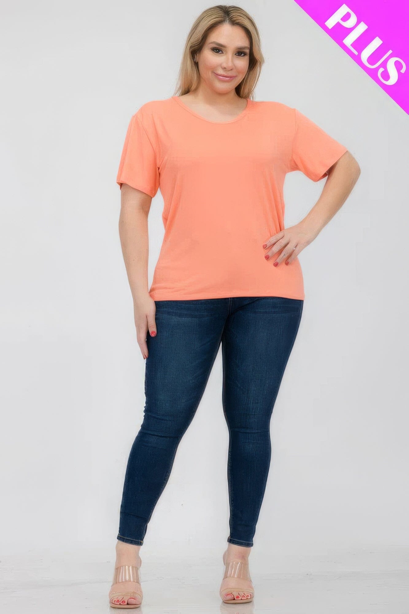 Plus Size Basic Short Sleeve T-shirt Shirts & Tops jehouze Flamingo 1XL