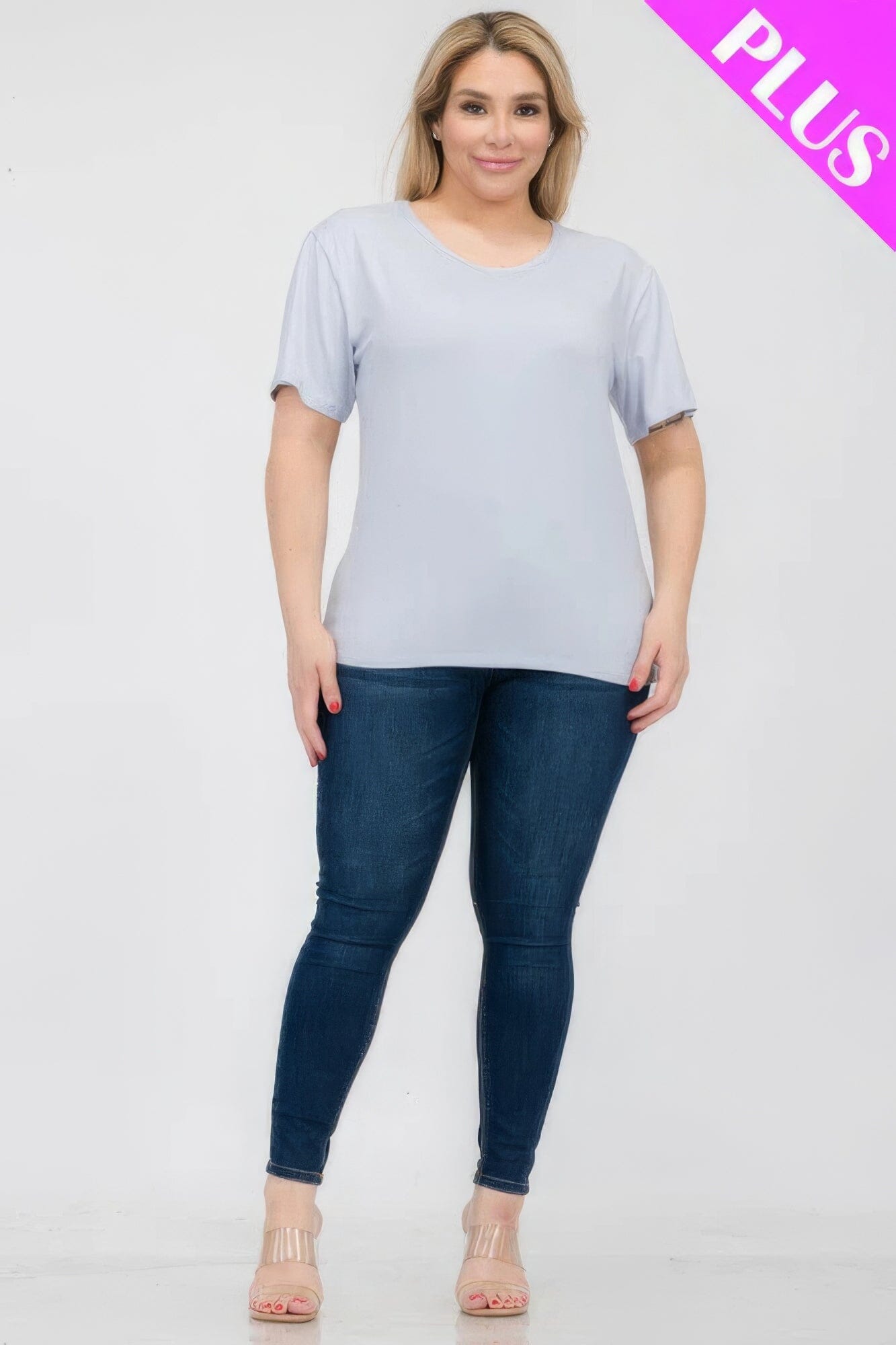 Plus Size Basic Short Sleeve T-shirt Shirts & Tops jehouze White 1XL