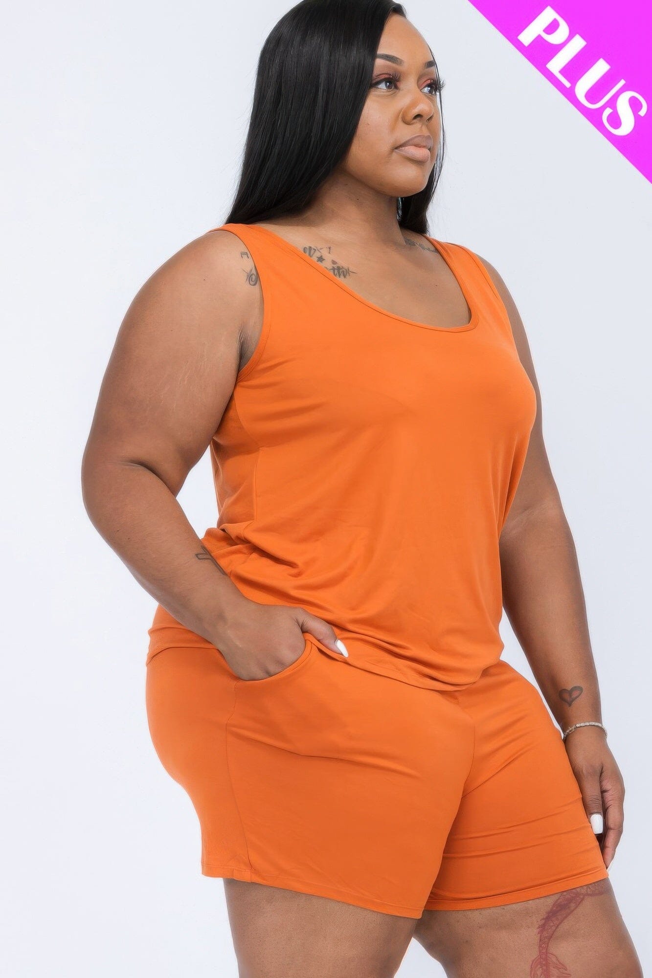 Plus Size Comfy Tank Top & Shorts loungewear Set_ Loungewear jehouze