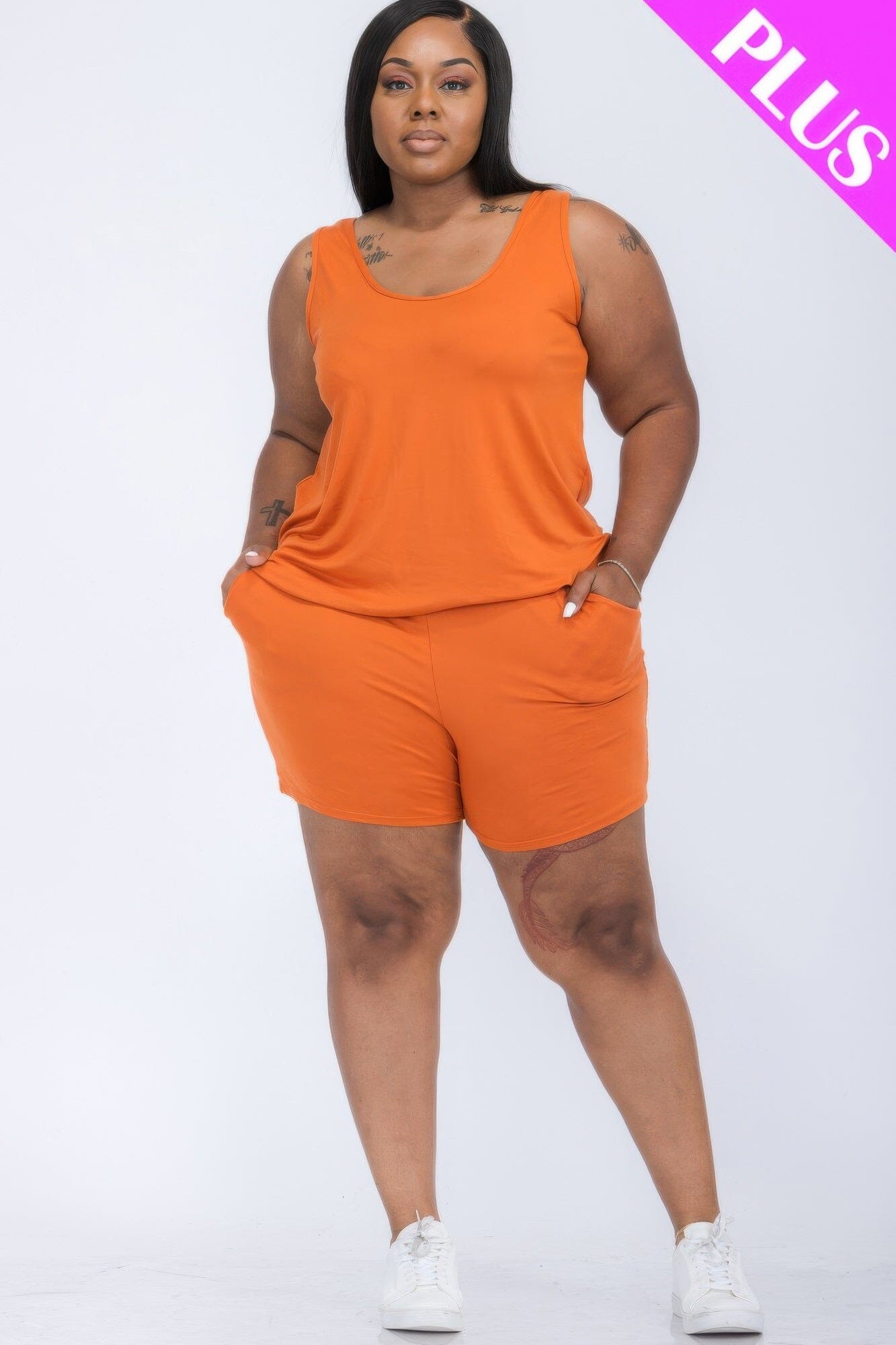 Plus Size Comfy Tank Top & Shorts loungewear Set_ Loungewear jehouze Mango 1XL