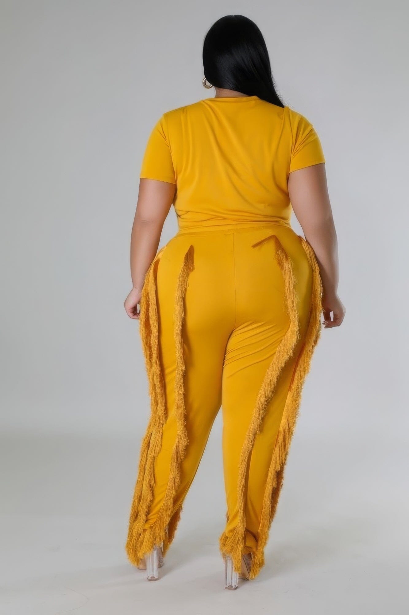 Plus Size Crop Top and high waisted pant Set Outfit Sets jehouze