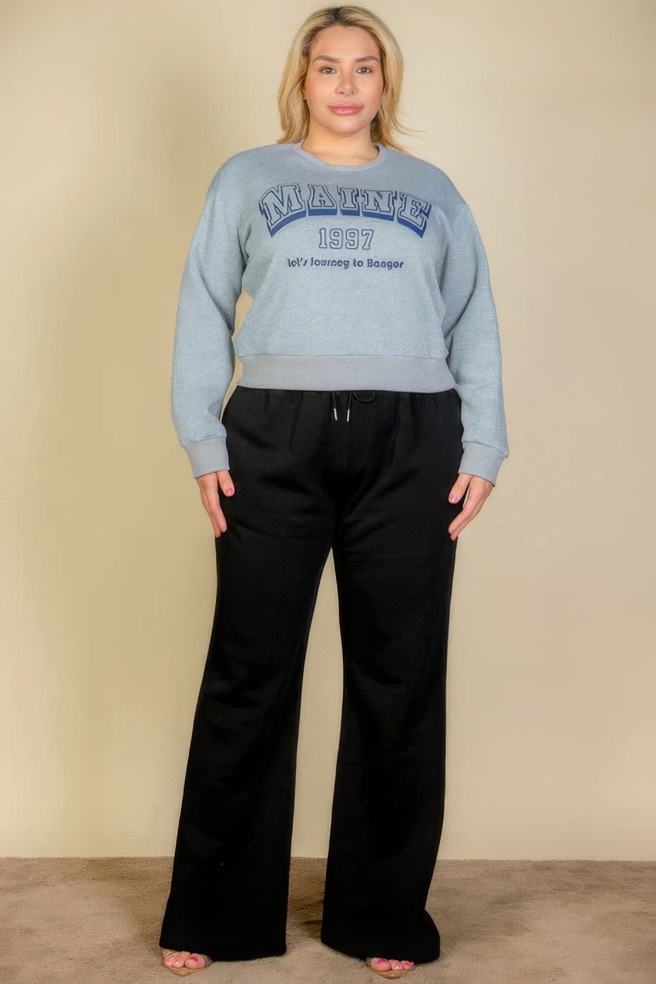 Plus Size Drawstring Waist Slant Pocket Sweatpants Pants jehouze Black 1XL