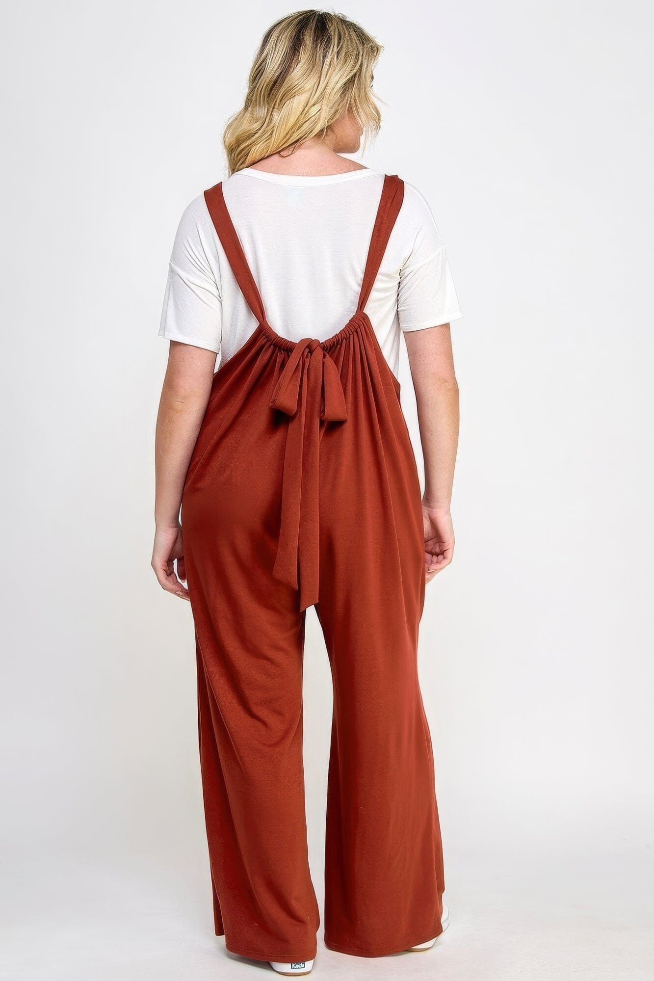 Plus Size French Terry Wide Leg Jumpsuit Overalls Jumpsuits & Rompers jehouze