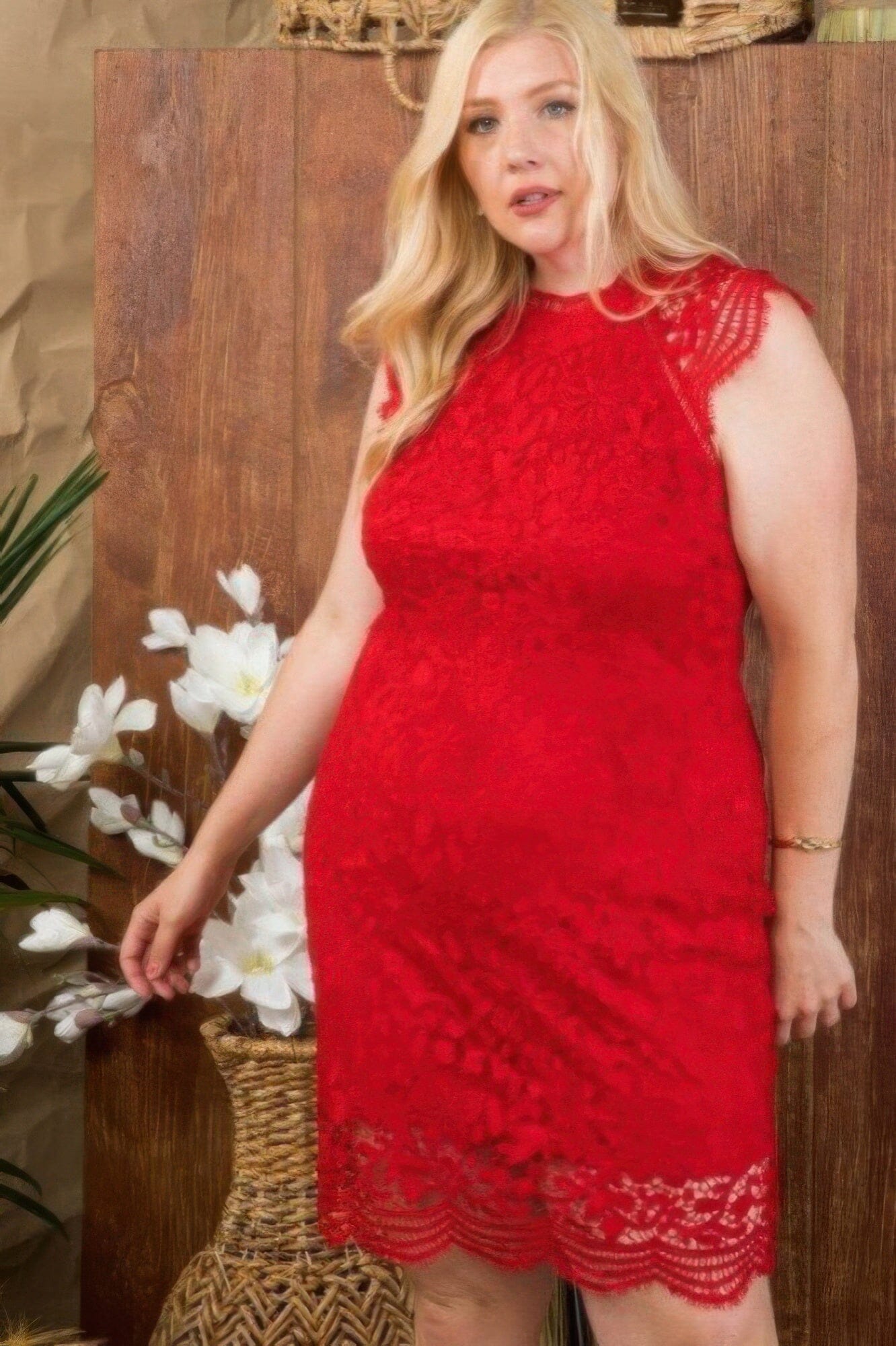 Plus Size Lace Crochet Mini Raglan Dress With Zipper Back Dresses jehouze