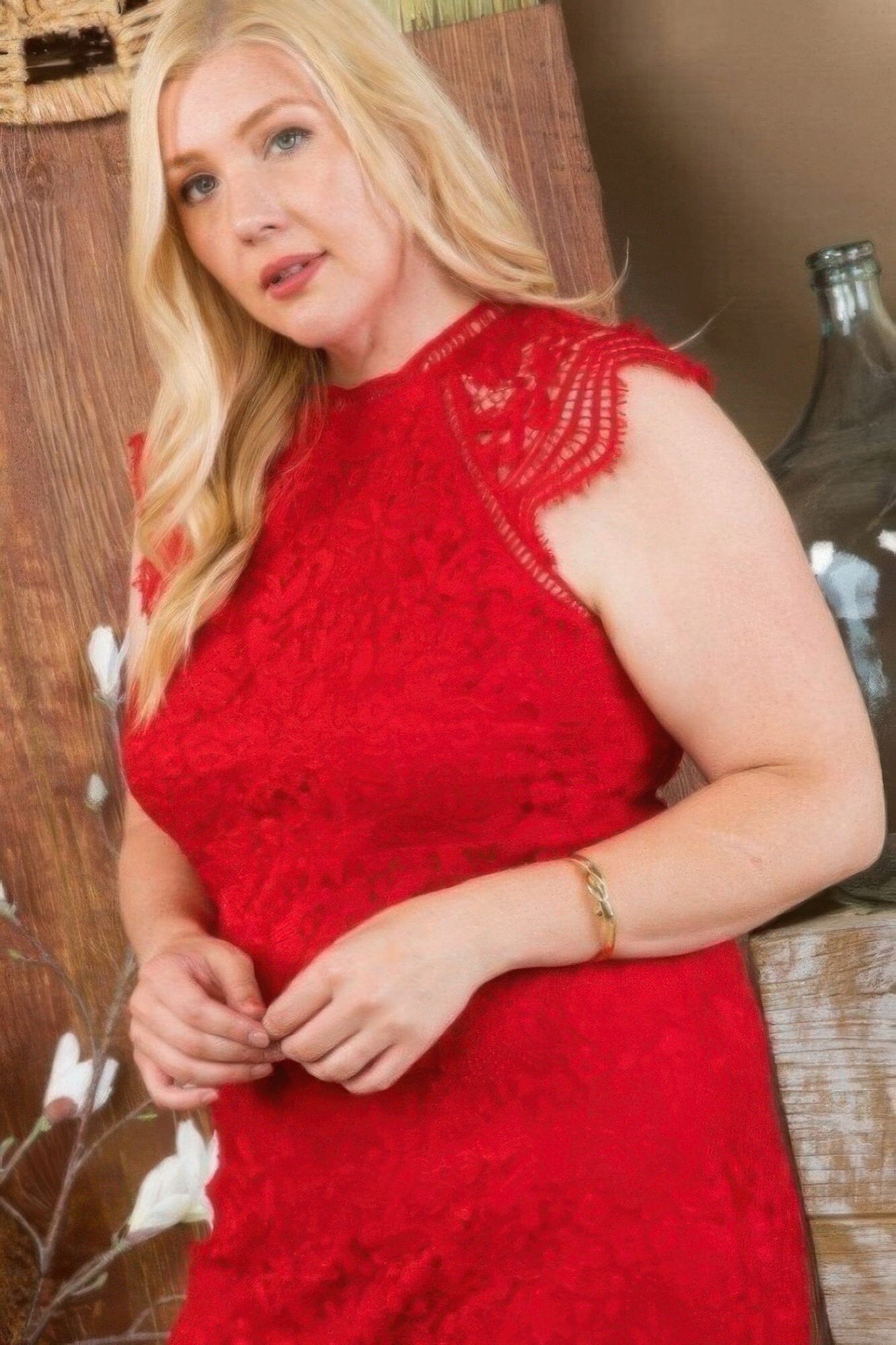 Plus Size Lace Crochet Mini Raglan Dress With Zipper Back Dresses jehouze