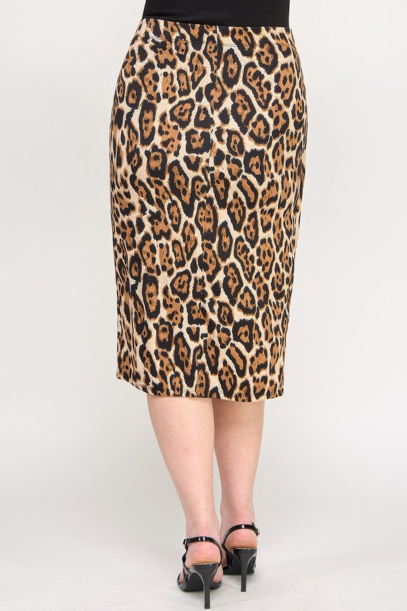 Plus Size Leopard Print Asymmetric Midi Skirt_ Skirts jehouze