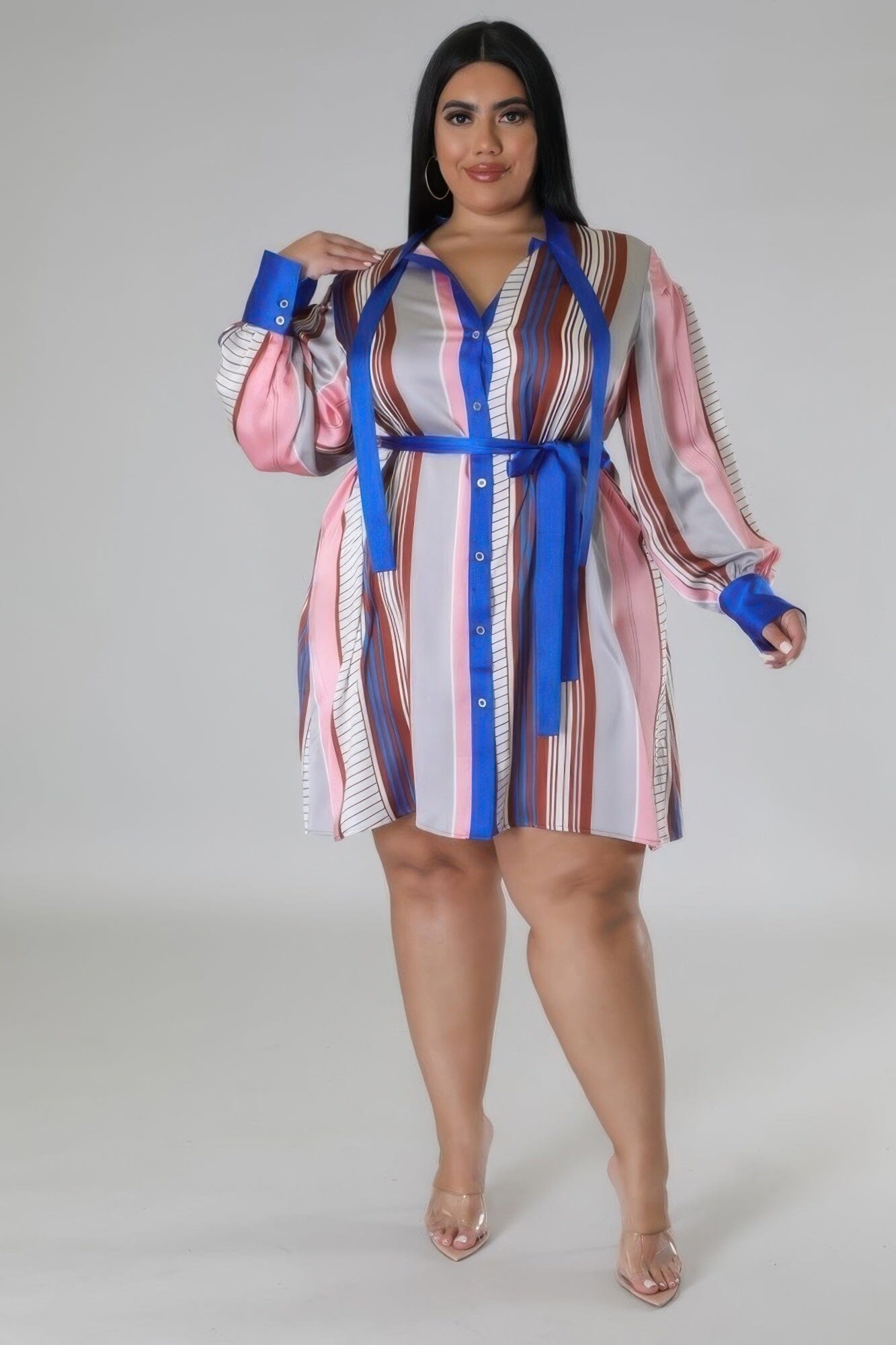 Plus Size Long Sleeves Non-stretch Dress Dresses jehouze