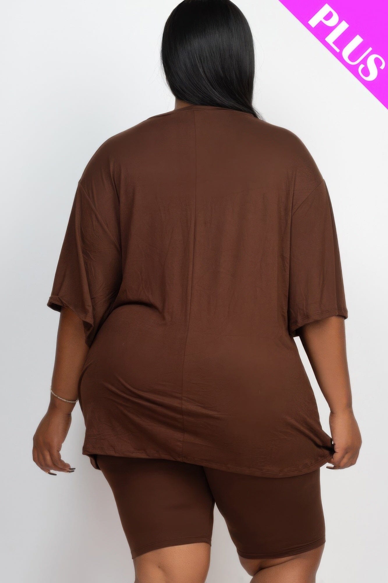 Plus Size Loose Fit Top & Biker Shorts Loungewear Set Outfit Sets jehouze