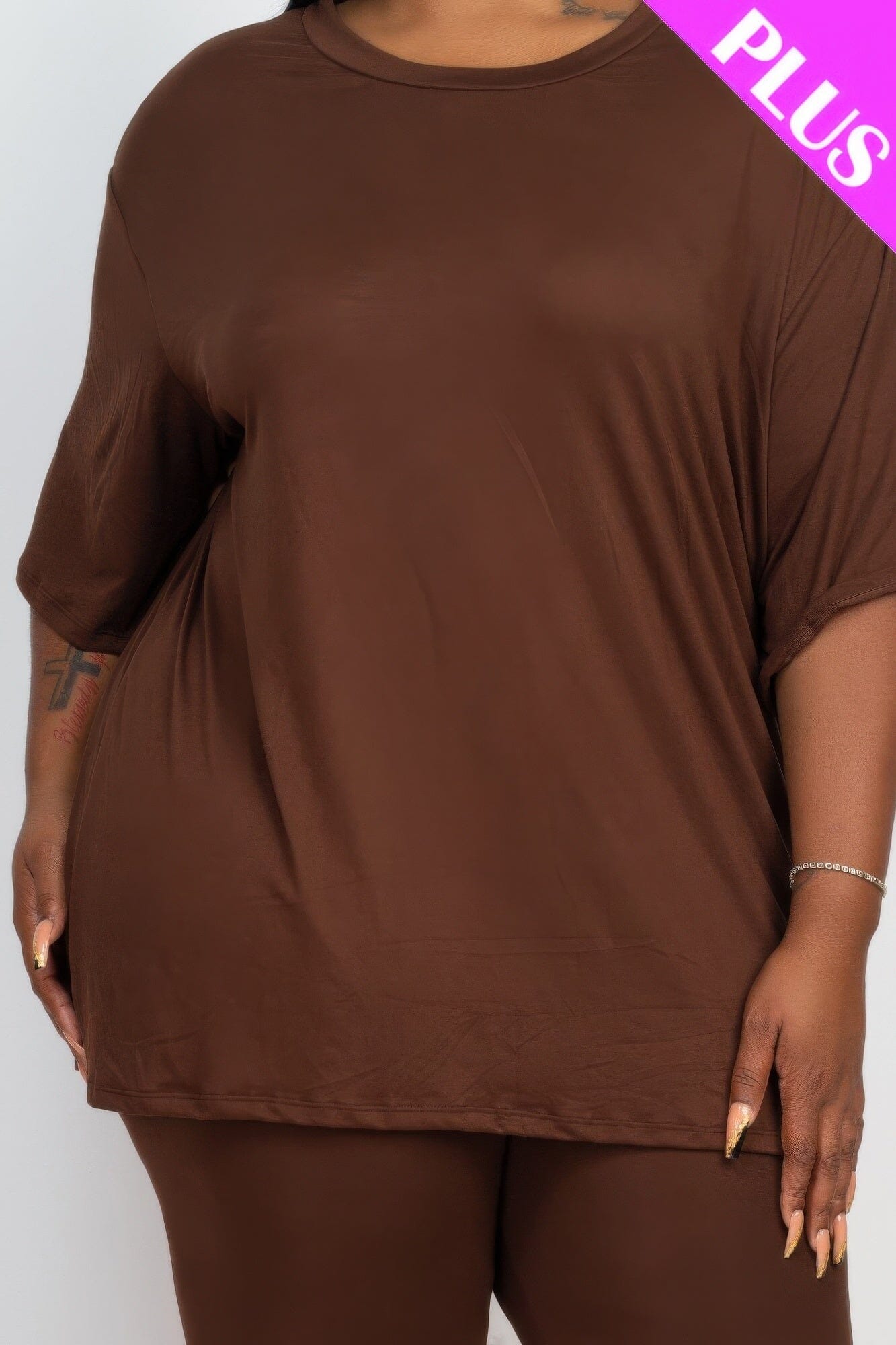 Plus Size Loose Fit Top & Biker Shorts Loungewear Set Outfit Sets jehouze