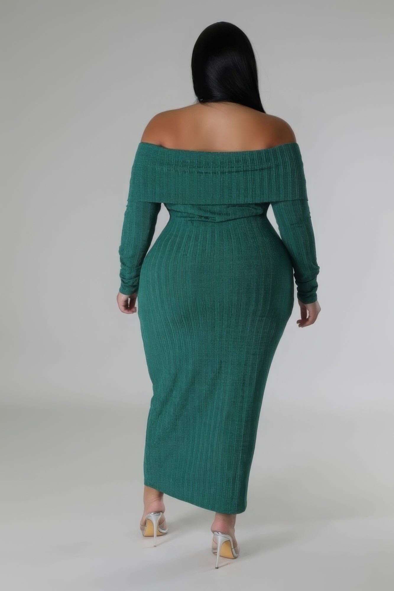 Plus Size Off Shoulders Stretch Midi Dress Dresses jehouze