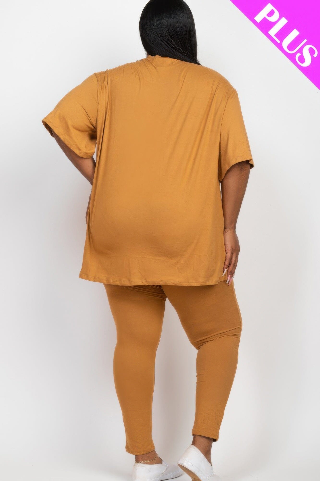 Plus Size Oversized T-shirt & Leggings Loungewear Set Loungewear jehouze