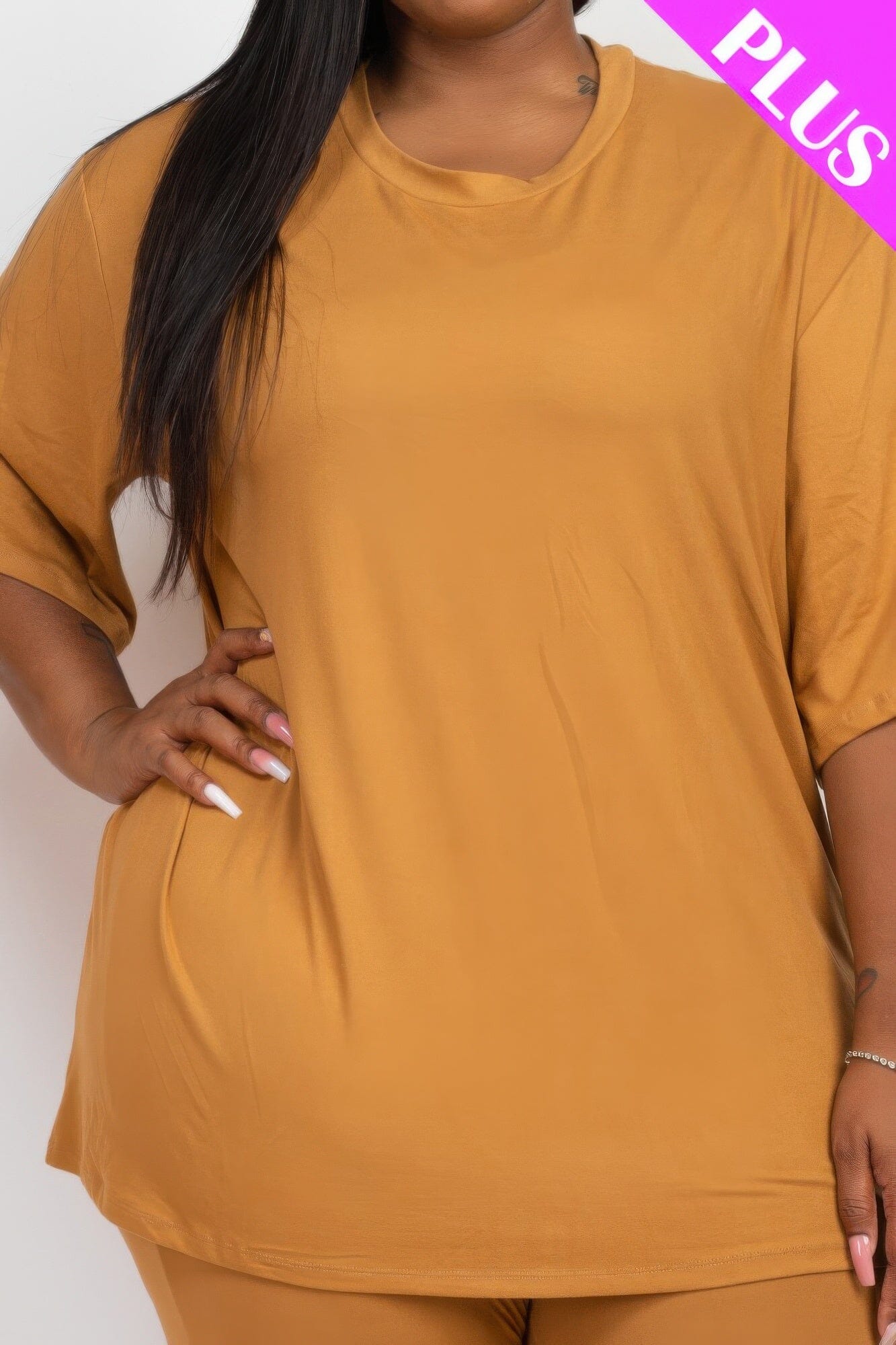 Plus Size Oversized T-shirt & Leggings Loungewear Set Loungewear jehouze