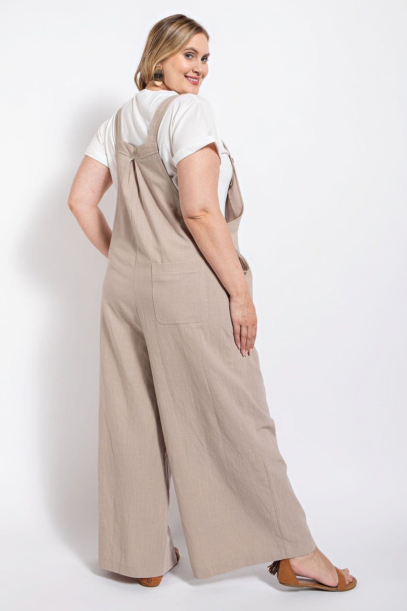 Plus Size Pintuck detail overall with side pockets jumpsuit Jumpsuits & Rompers jehouze