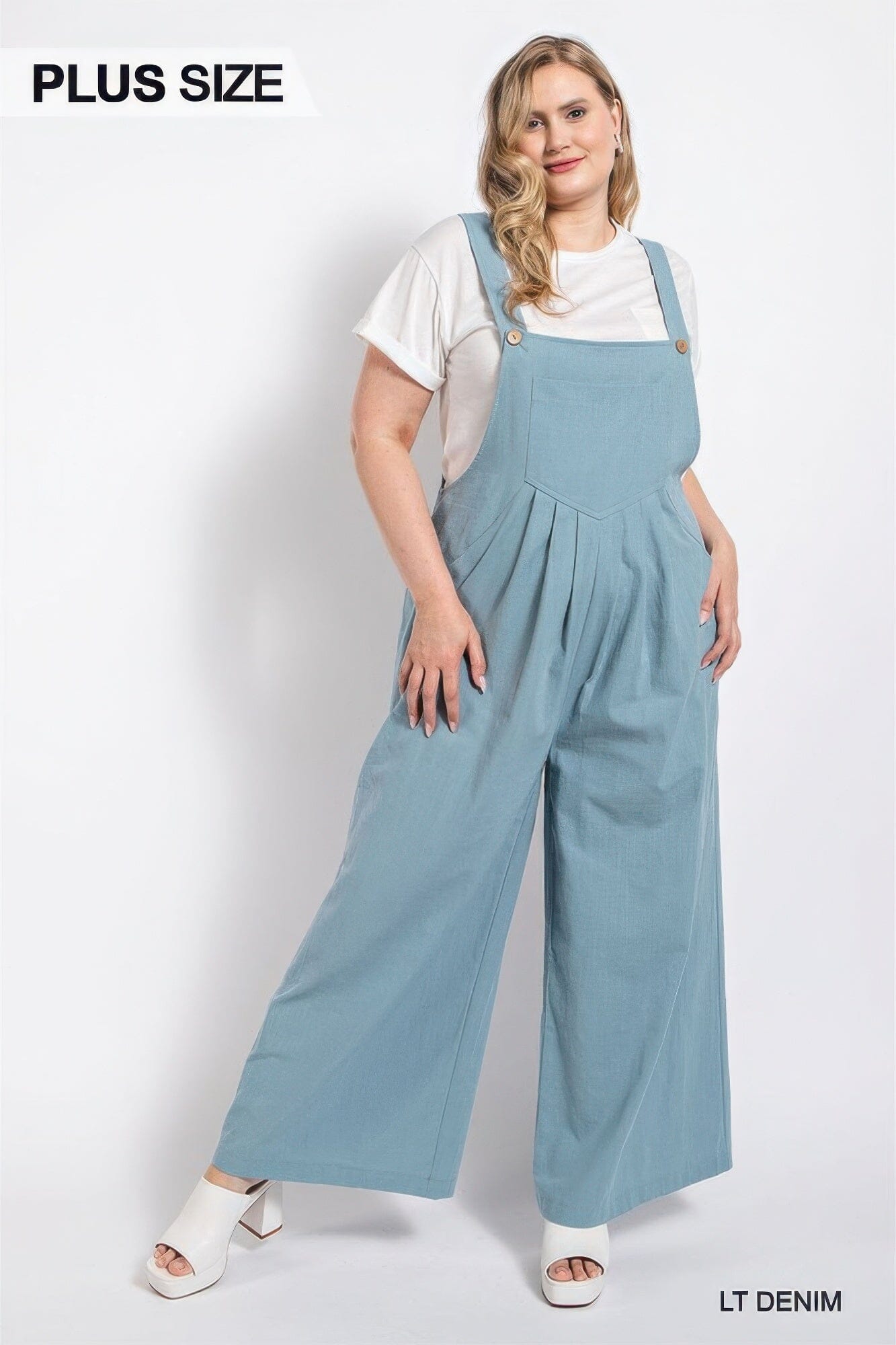 Plus Size Pintuck detail overall with side pockets jumpsuit Jumpsuits & Rompers jehouze