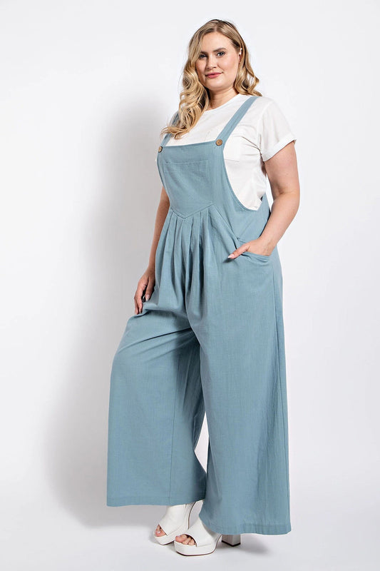 Plus Size Pintuck detail overall with side pockets jumpsuit Jumpsuits & Rompers jehouze
