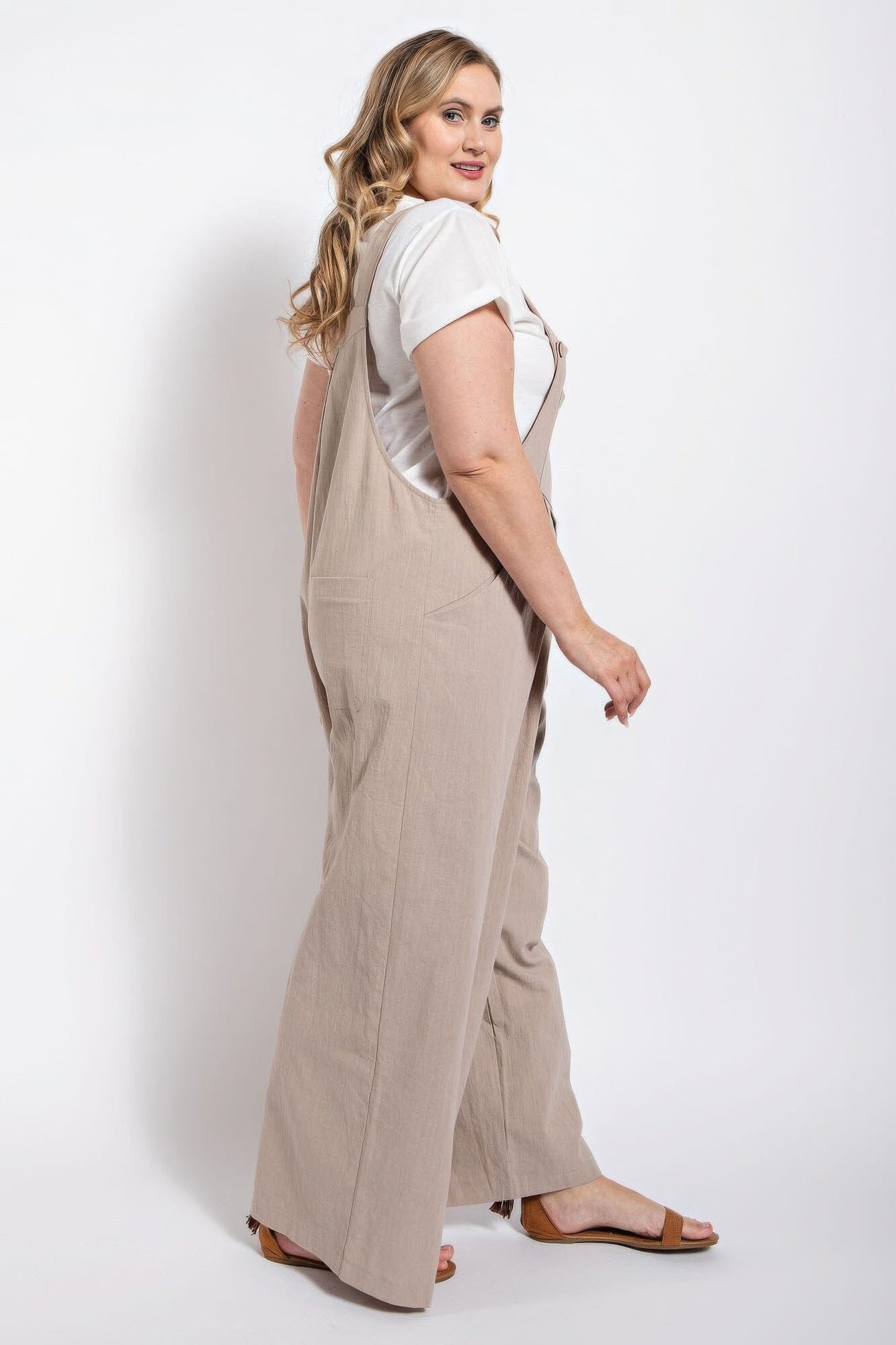 Plus Size Pintuck detail overall with side pockets jumpsuit Jumpsuits & Rompers jehouze