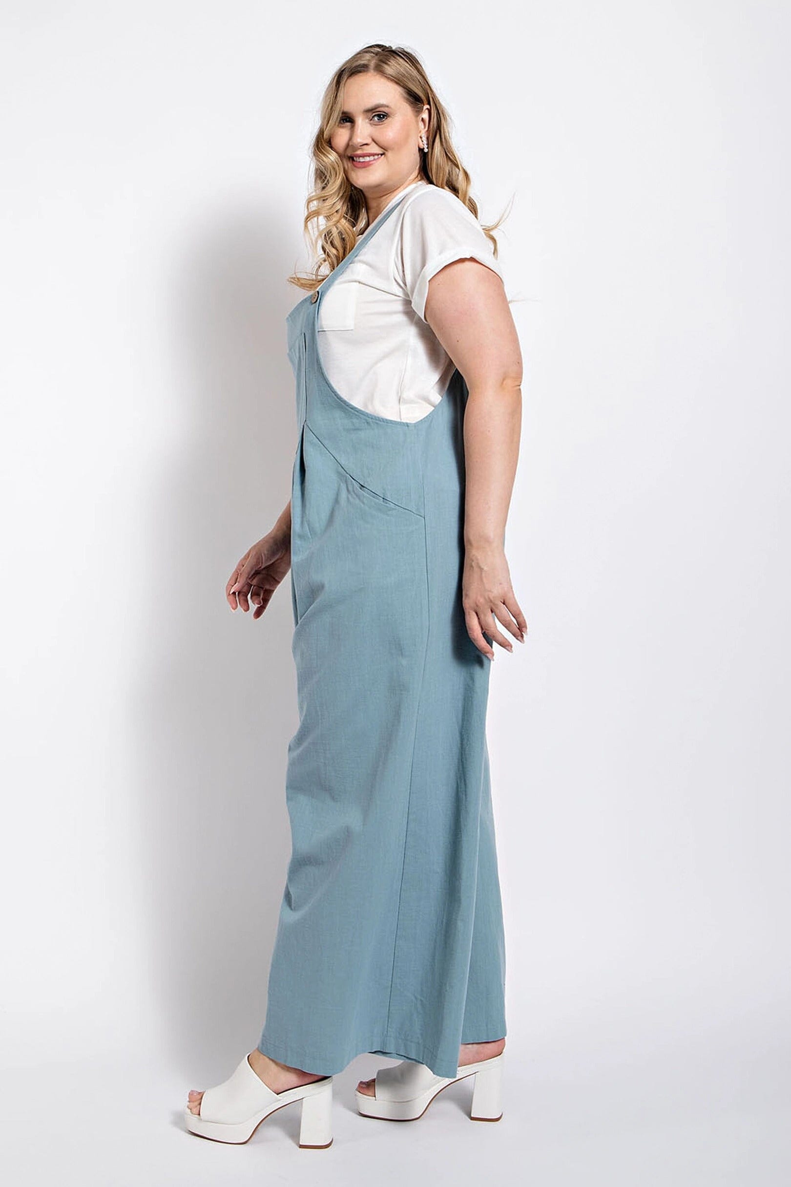 Plus Size Pintuck detail overall with side pockets jumpsuit Jumpsuits & Rompers jehouze