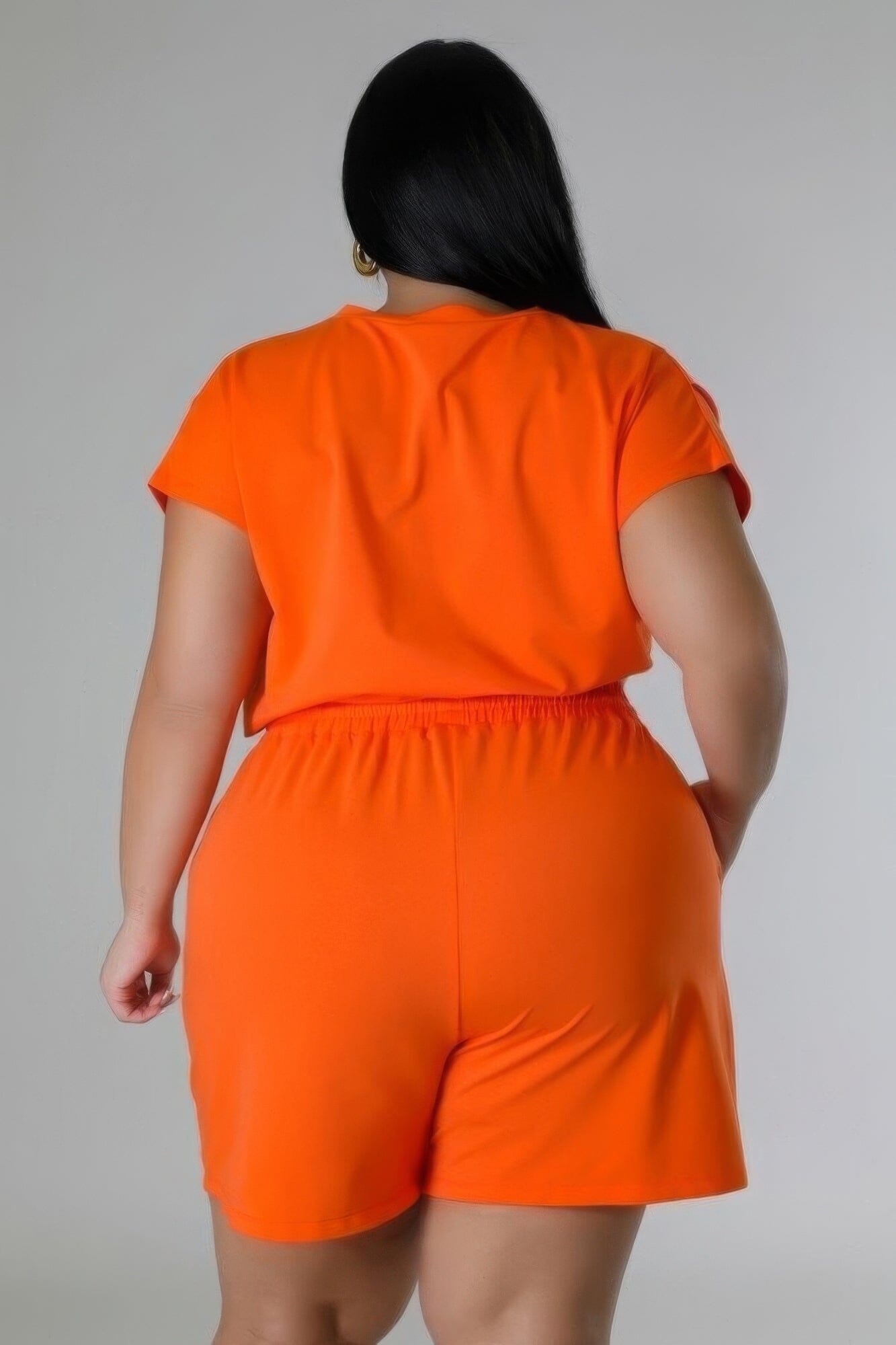 Plus Size Short Sleeve crop top and Stretch Short Set Outfit Sets jehouze