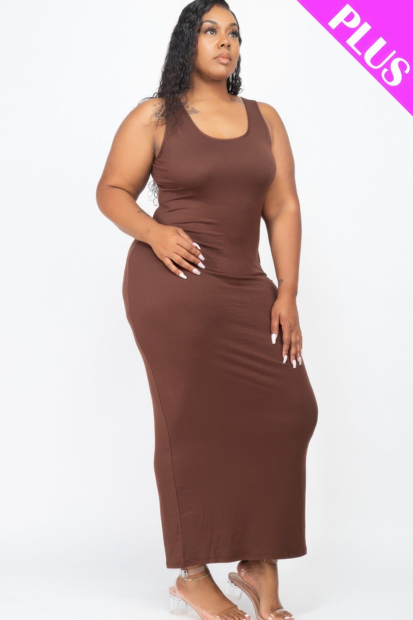 Plus Size Solid Basic Maxi Dress Dresses jehouze