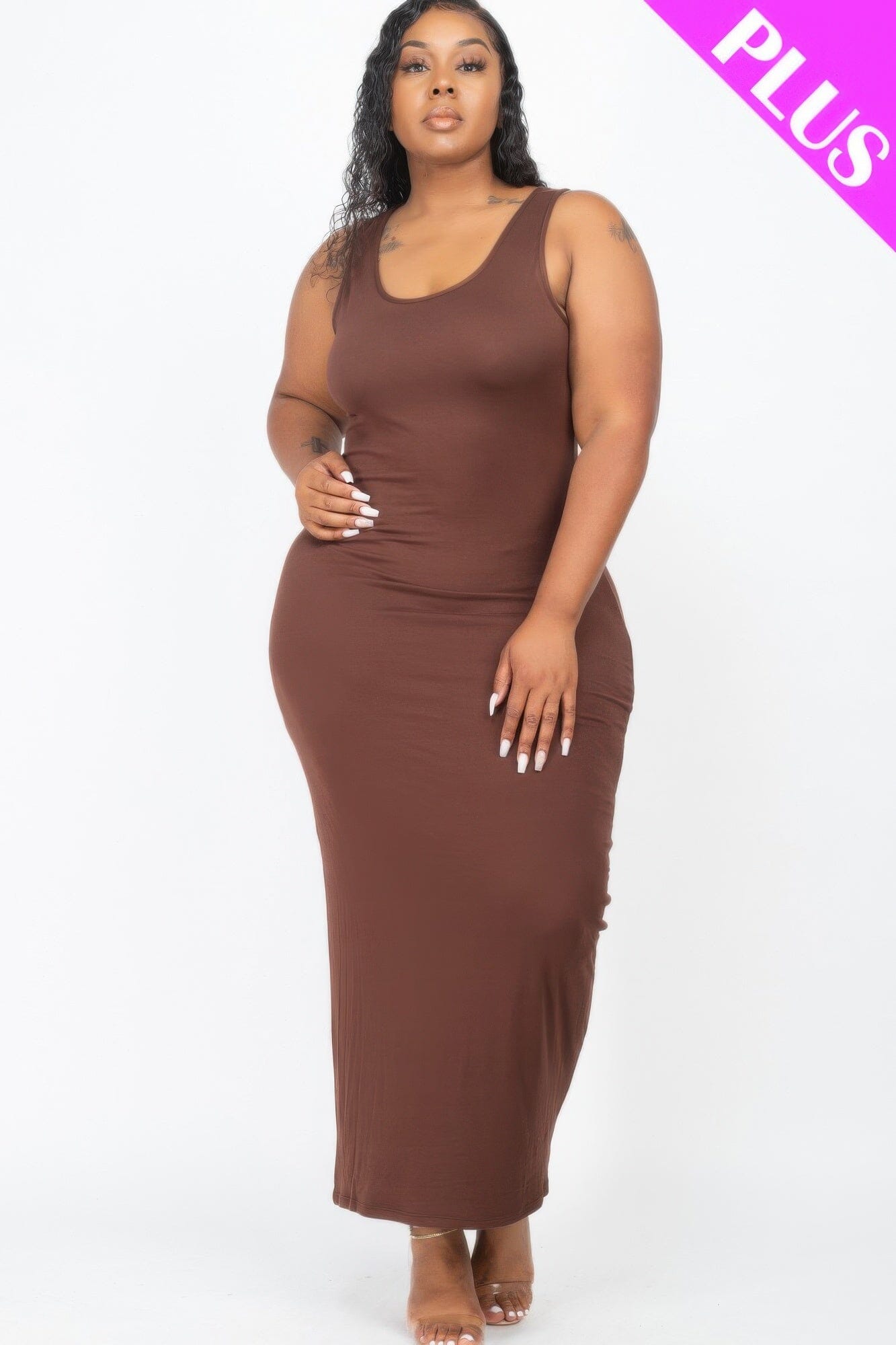 Plus Size Solid Basic Maxi Dress Dresses jehouze