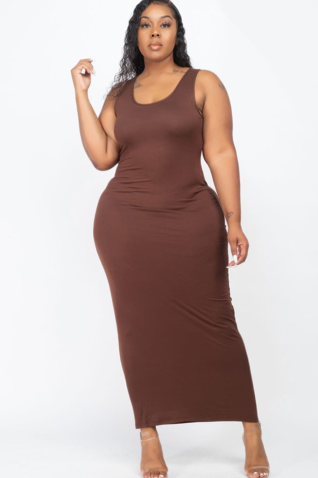 Plus Size Solid Basic Maxi Dress Dresses jehouze