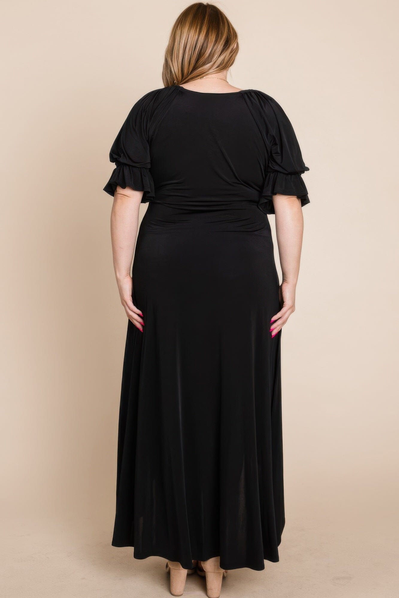 Plus Size Solid Venezia Faux Wrap Maxi Dress Dresses jehouze