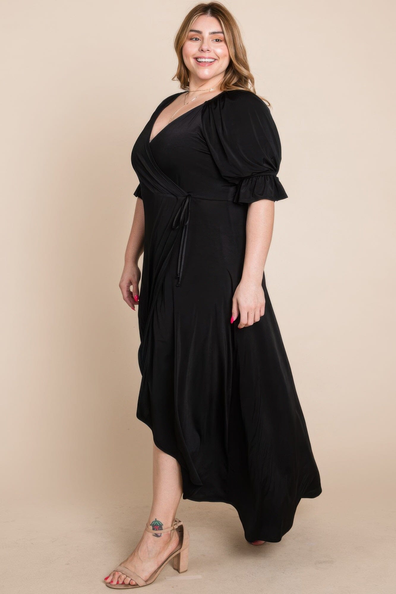 Plus Size Solid Venezia Faux Wrap Maxi Dress Dresses jehouze