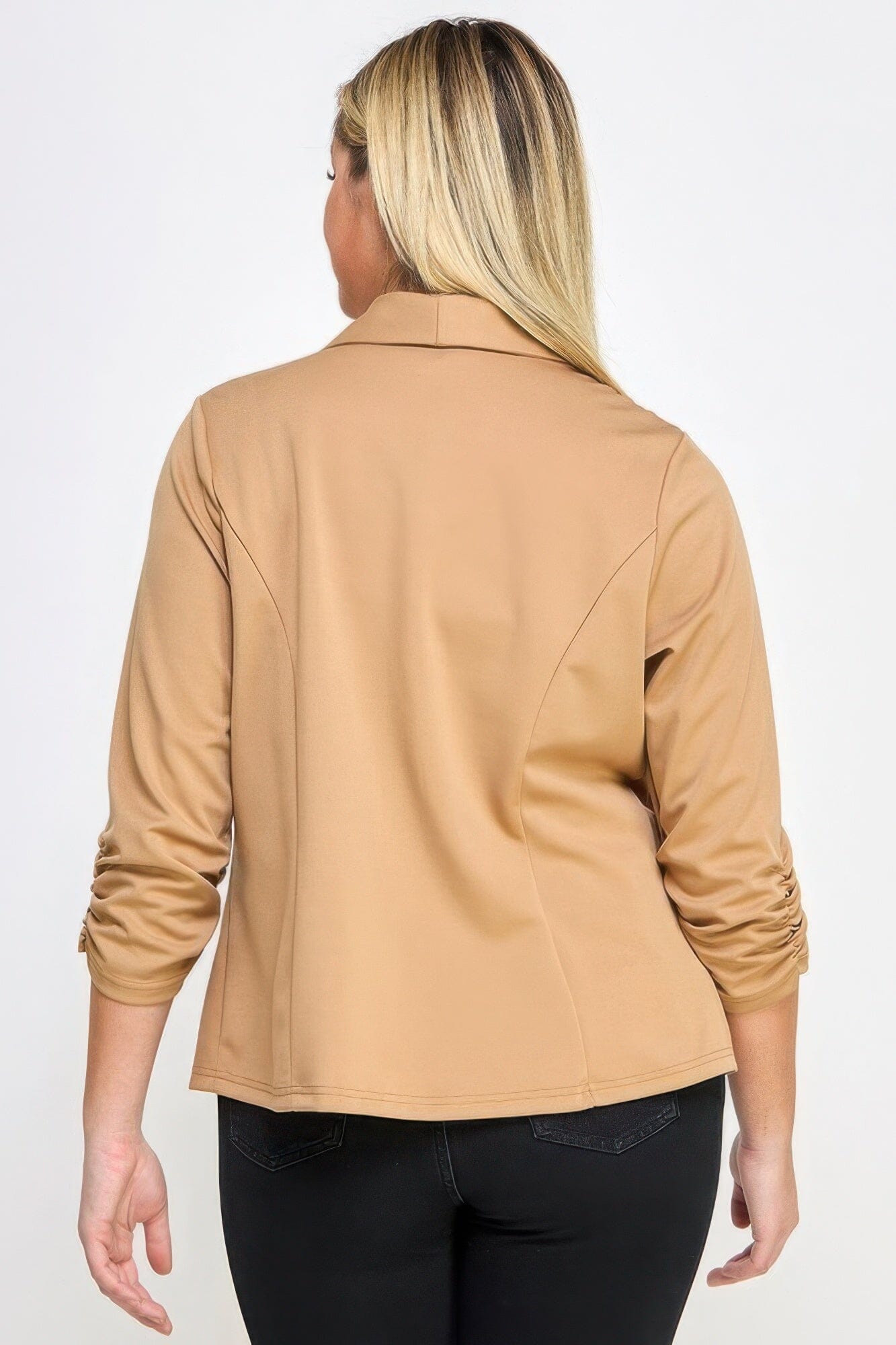 Plus Size Techno Scuba Blazer with pockets Outerwear jehouze