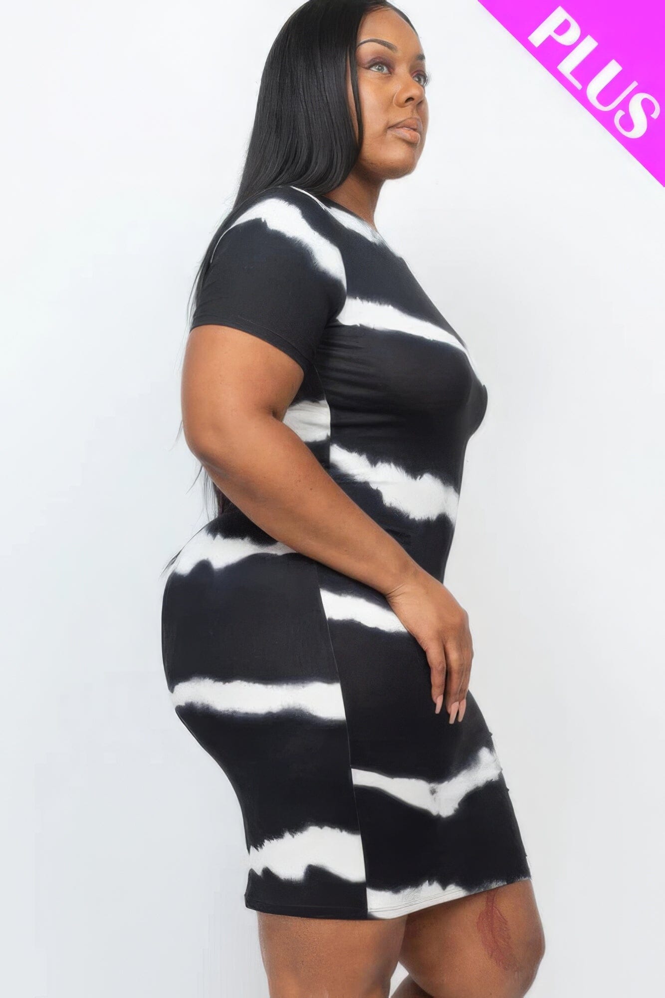 Plus Size Tie-dye Print Bodycon Dress Dresses jehouze