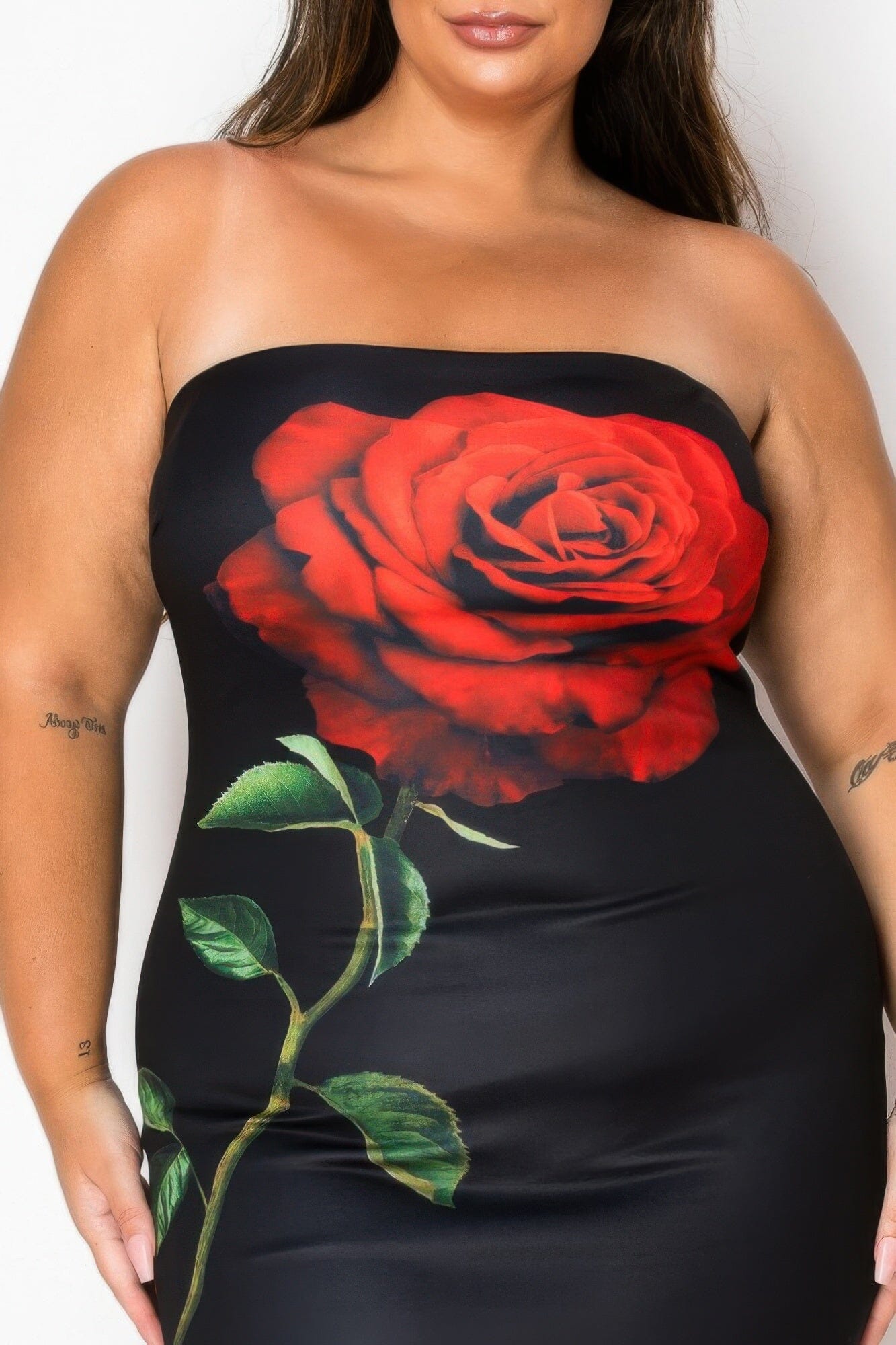 Plus Size Tube Bodycon Mini Dress With Floral Print Front Dresses jehouze