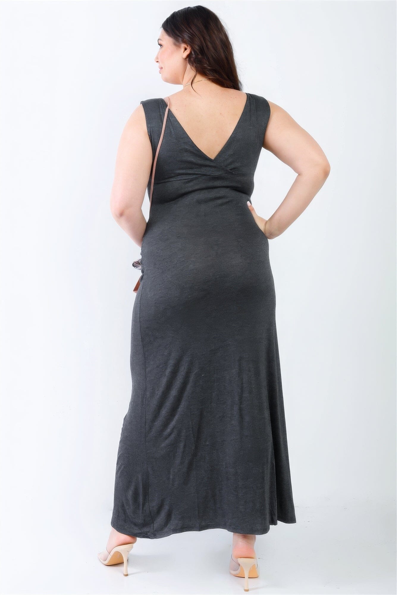 Plus Size V-neck Sleeveless Maxi Dress Dresses jehouze