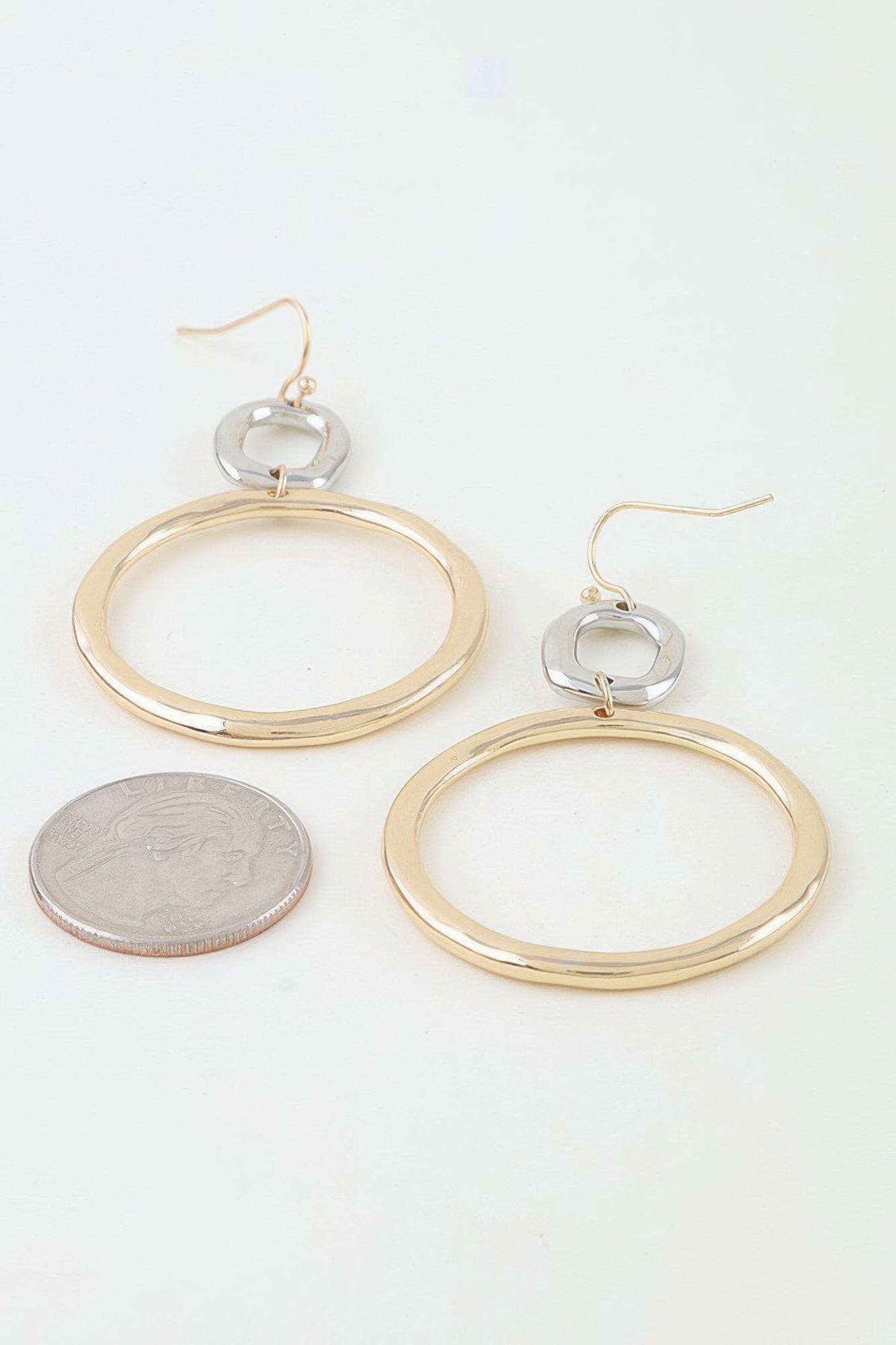 Two-tone Organic Hoop Drop Earrings Apparel & Accessories > Jewelry > Earrings jehouze