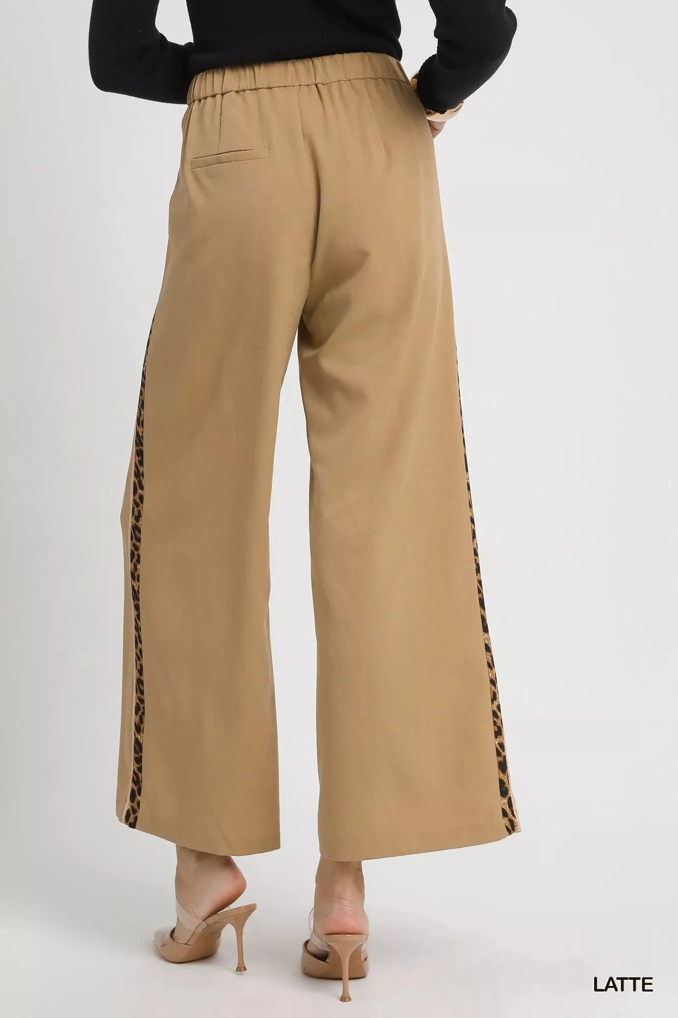 Umgee Front Pleated Wide-Leg Pants with Contrast Trim pant jehouze