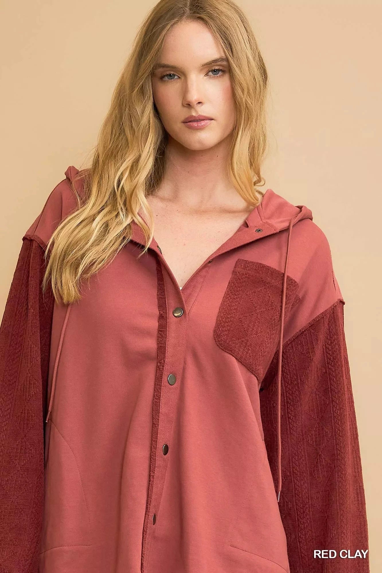 Umgee Washed French Terry Shacket Outerwear jehouze