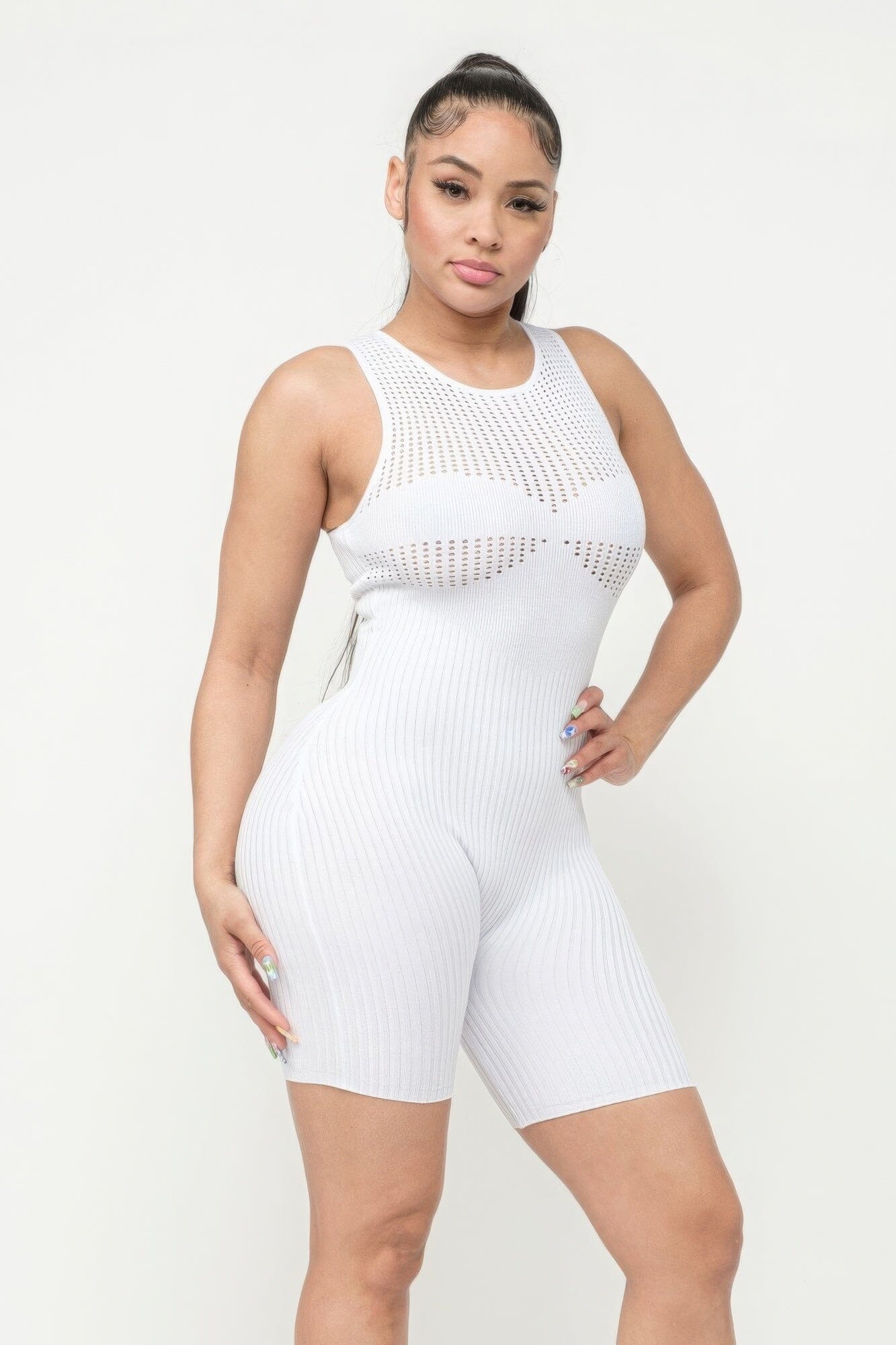 White Poinetlle Stitch Romper Jumpsuits & Rompers jehouze
