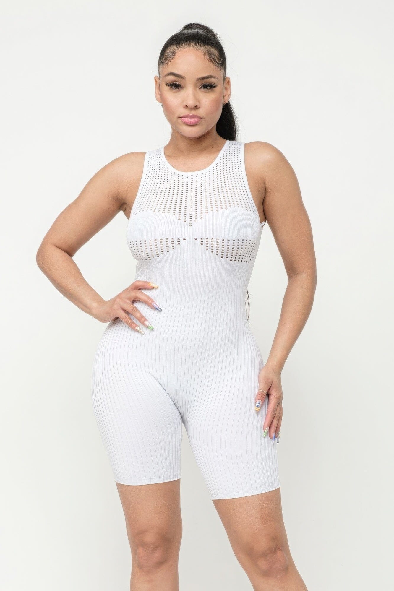 White Poinetlle Stitch Romper Jumpsuits & Rompers jehouze