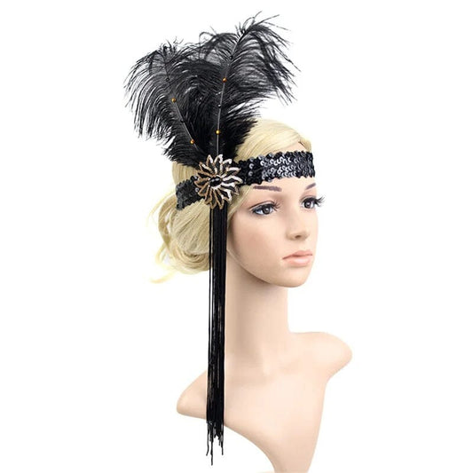 Women 1920s Flapper Feather Headpiece Gatsby Costume Accessories Headband Fascinators jehouze HD5833-1 