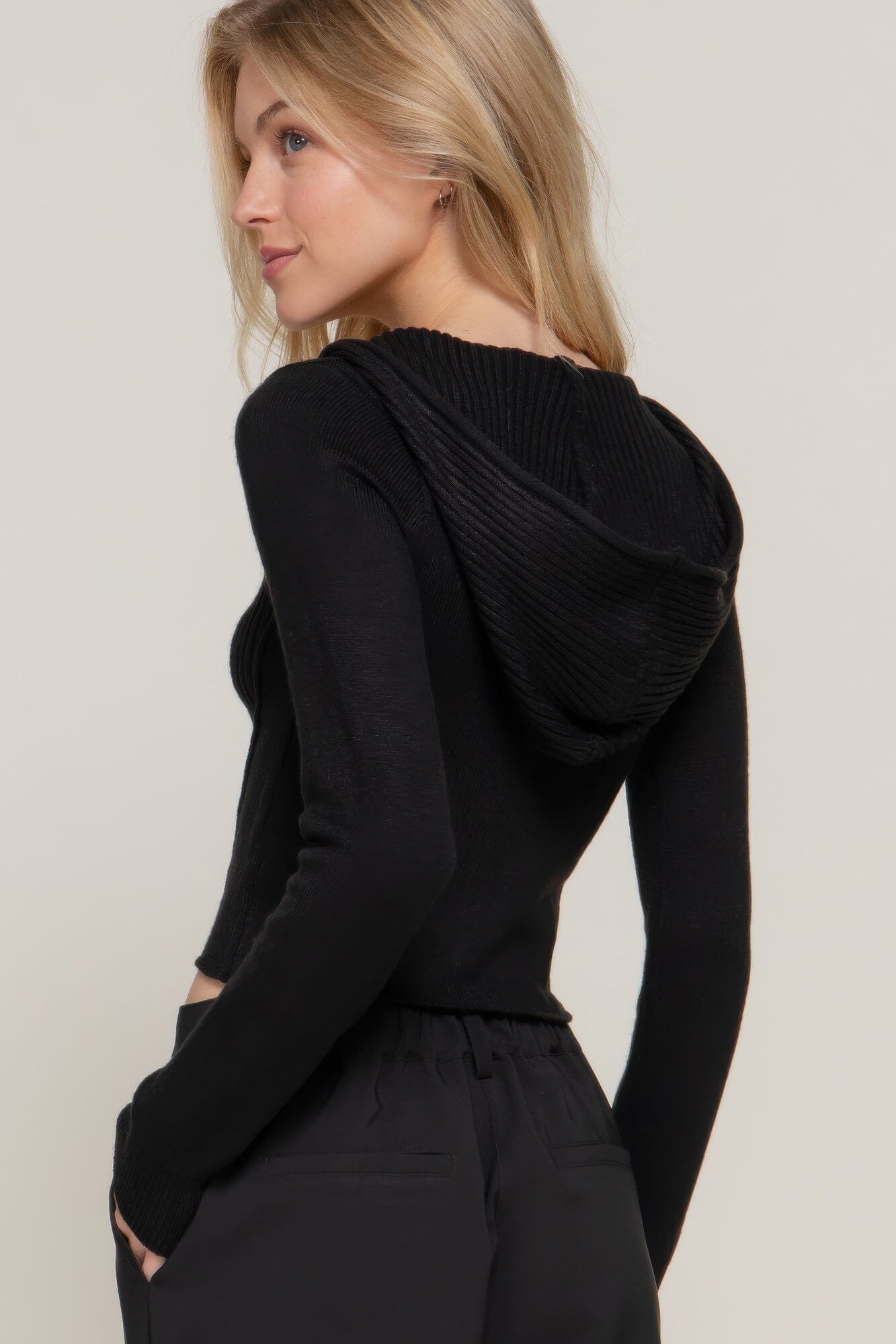 Women 2-way zip closure sweater hoodie cardigan Outerwear jehouze