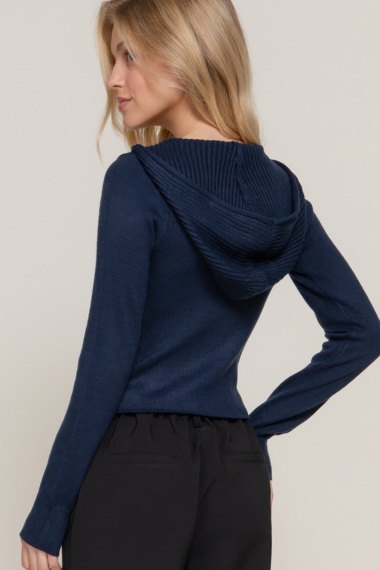 Women 2-way zip closure sweater hoodie cardigan Outerwear jehouze