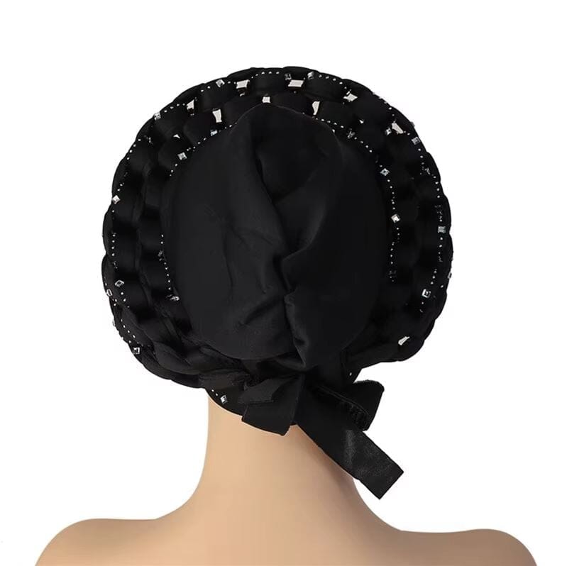 Women African Turban Auto Gele Head Wrap with stones Hat jehouze